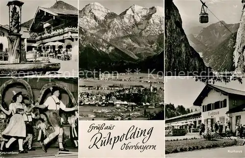 AK / Ansichtskarte Ruhpolding Dorfplatz Reuschbergbahn Kronentanz Kurhaus Ruhpolding