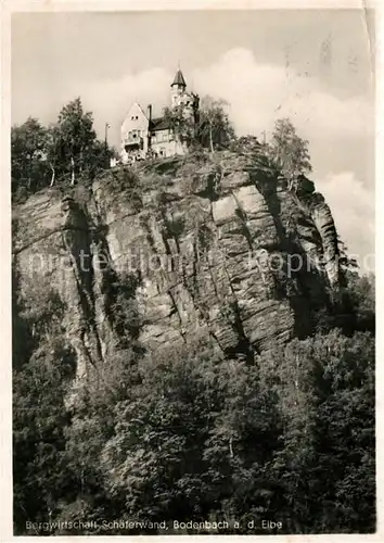 AK / Ansichtskarte Bodenbach Tetschen_Boehmen Bergwirtschaft Schaeferwand Felsen Erzgebirge Bodenbach Tetschen Boehmen