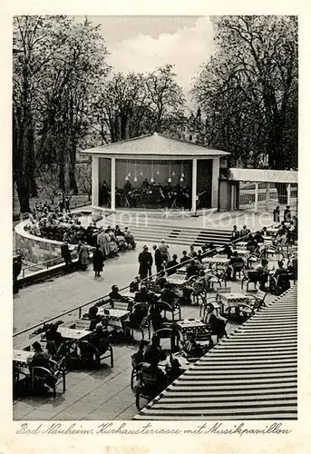 AK / Ansichtskarte Bad_Nauheim Kurhausterrasse mit Musikpavillon Kurkonzert Bad_Nauheim