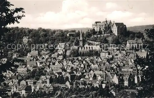 AK / Ansichtskarte Marburg_Lahn Panorama Universitaetsstadt mit Schloss Marburg_Lahn