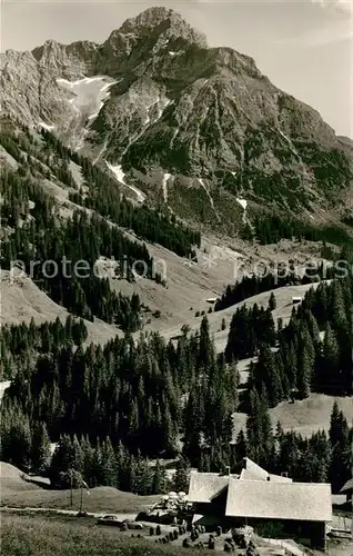 AK / Ansichtskarte Baad_Mittelberg_Kleinwalsertal Starzelhaus Berggaststaette Jausenstation mit Widderstein Allgaeuer Alpen Baad_Mittelberg