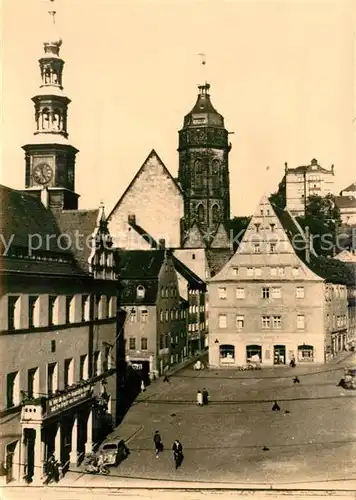 AK / Ansichtskarte Pirna Marktplatz Innenstadt Kirchturm Pirna