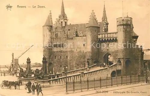 AK / Ansichtskarte Anvers_Antwerpen Le Steen Pferdekutsche Anvers Antwerpen