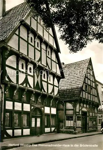 AK / Ansichtskarte Herford Riemenschneider Haus Historisches Gebaeude Fachwerkhaus Bruederstrasse Herford