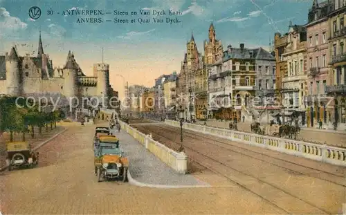 AK / Ansichtskarte Anvers_Antwerpen Steen et Quai Van Dyck Anvers Antwerpen