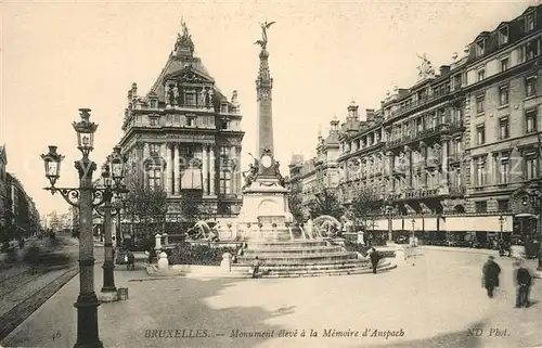 AK / Ansichtskarte Bruxelles_Bruessel Monument eleve a la Memoir de Anspach Bruxelles_Bruessel