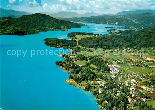 AK / Ansichtskarte Krumpendorf_Woerthersee Fliegeraufnahme Alpenseebad Seepartie Krumpendorf Woerthersee