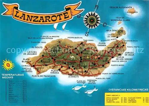 AK / Ansichtskarte Lanzarote_Kanarische Inseln Inselkarte Lanzarote