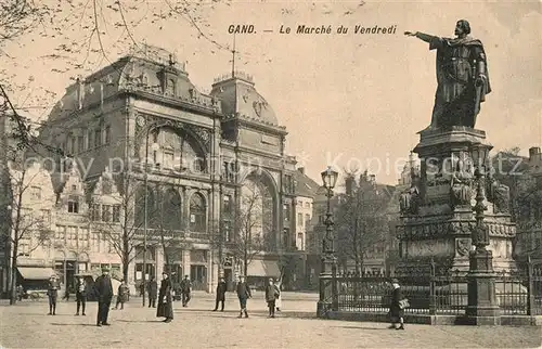 AK / Ansichtskarte Gand_Belgien Marche du Vendredi Monument Statue Gand Belgien