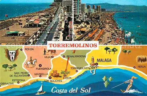 AK / Ansichtskarte Torremolinos Strand Lageplan Torremolinos