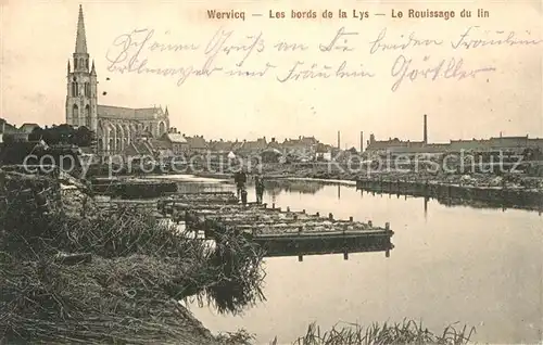 AK / Ansichtskarte Wervicq Les bords de la Lys Le Rouissage du lin Wervicq