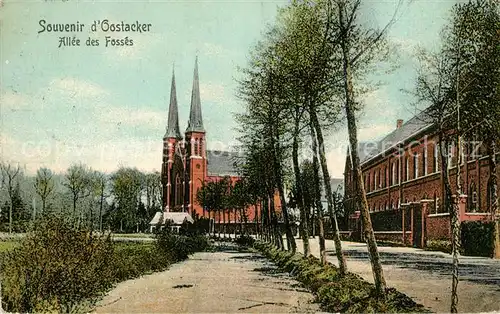 AK / Ansichtskarte Oostacker Allee des Fosses Eglise Oostacker