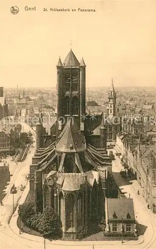 AK / Ansichtskarte Gent_Gand_Flandre St Niklaaskerk en panorama Gent_Gand_Flandre