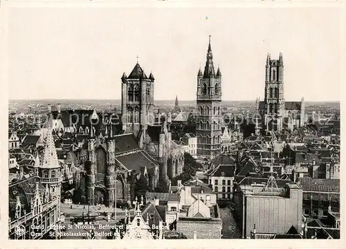 AK / Ansichtskarte Gand_Belgien Panorama Eglise Saint Nicolas Beffroi Cathedrale Saint Bavon Gand Belgien