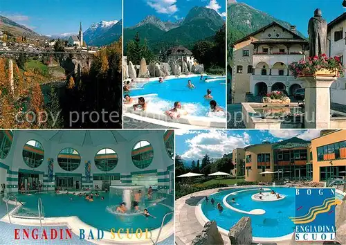 AK / Ansichtskarte Scuol_GR Bogn Erlebnisbad Freizeitbad Panorama Alpen Scuol_GR