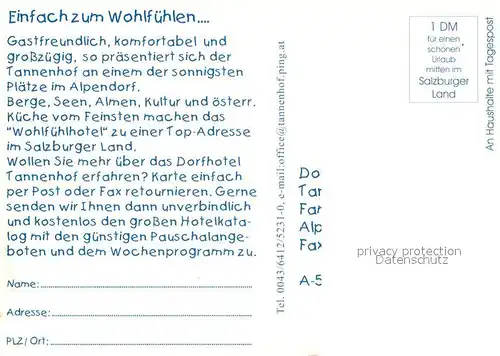 AK / Ansichtskarte Sankt_Johann_Pongau Dorfhotel Tannenhof Fam. Viehhauser Sankt_Johann_Pongau