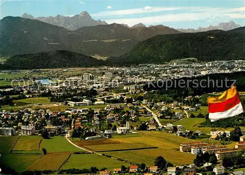 AK / Ansichtskarte Villach_Kaernten Fliegeraufnahme mit Mangart Landskron Villach_Kaernten