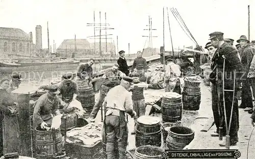 AK / Ansichtskarte Ostende_Oostende Emballage des Poissons 