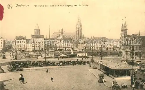 AK / Ansichtskarte Oostende_Ostende Panorama der Stad aan den Uitgang van de Statie 