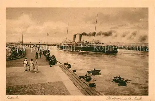 AK / Ansichtskarte Ostende_Oostende Estacade Depart de la Malle Vapeur 