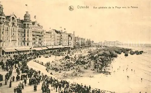 AK / Ansichtskarte Ostende_Oostende Vue generale de la Plage vers le Palace 