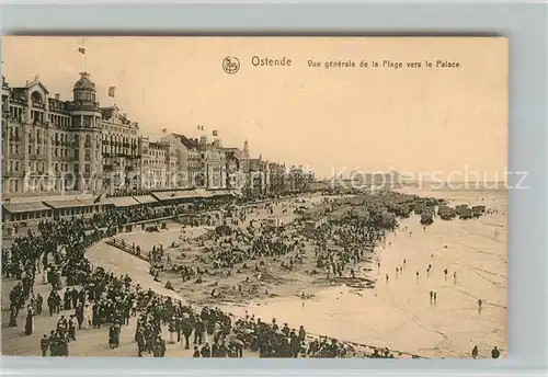 AK / Ansichtskarte Ostende_Oostende Vue de la Plage vers le Palace 