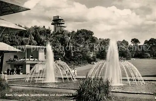 AK / Ansichtskarte Essen_Ruhr Gruga Park Leuchtfontaenen und Aussichtsturm Essen_Ruhr