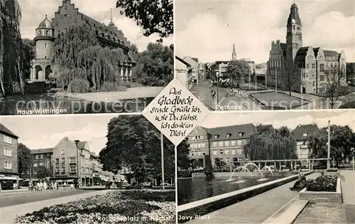 AK / Ansichtskarte Gladbeck Haus Wittringen Rathaus Rathausplatz Jovy Platz Gladbeck