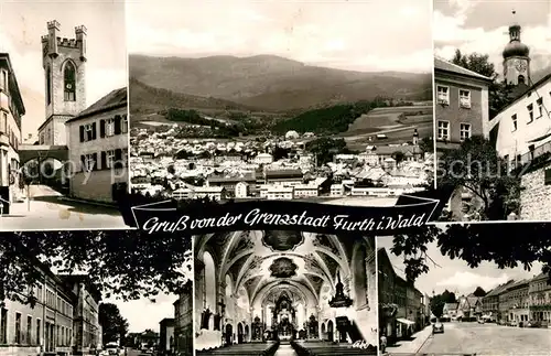 AK / Ansichtskarte Furth_Wald Panorama Kirche Inneres Strassenpartien Furth_Wald