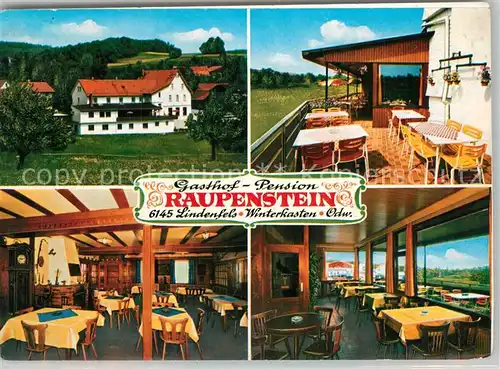 AK / Ansichtskarte Lindenfels_Odenwald Gasthof Pension Raupenstein Fliegeraufnahme Lindenfels Odenwald