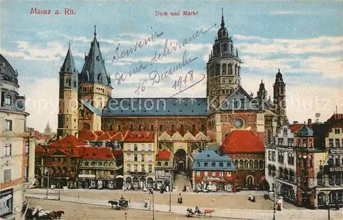 AK / Ansichtskarte Mainz_Rhein Dom und Markt Mainz Rhein