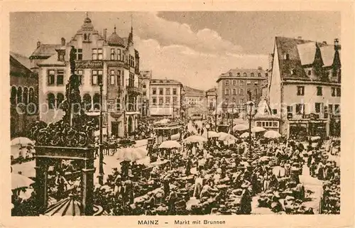 AK / Ansichtskarte Mainz_Rhein Markt mit Brunnen Mainz Rhein