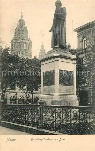 AK / Ansichtskarte Mainz_Rhein Gutenberg Denkmal Statue Dom Mainz Rhein