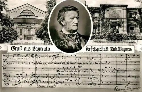 AK / Ansichtskarte Bayreuth Festspielhaus Wagner Portrait Villa Wahnfried Bayreuth