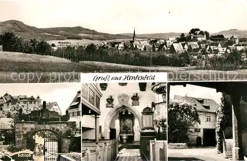 AK / Ansichtskarte Henfenfeld Panorama Schloss Kirche Schlosshof Henfenfeld