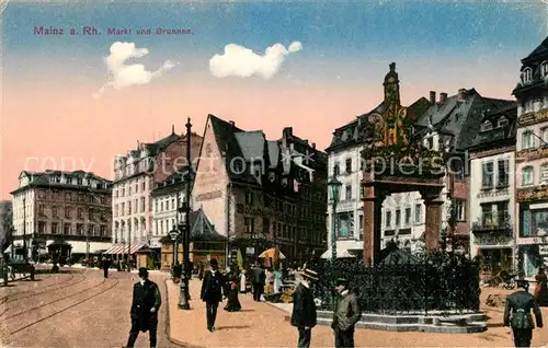 AK / Ansichtskarte Mainz_Rhein Markt und Brunnen Mainz Rhein