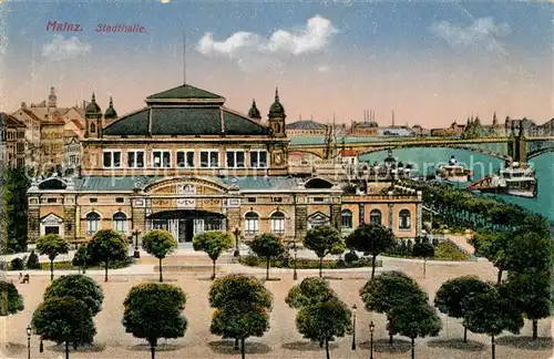 AK / Ansichtskarte Mainz_Rhein Stadthalle Rheinbruecke Mainz Rhein