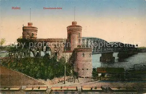 AK / Ansichtskarte Mainz_Rhein Eisenbahnbruecke Mainz Rhein