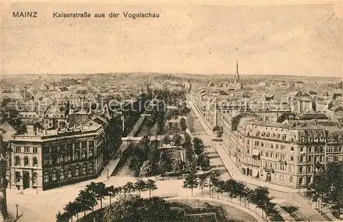 AK / Ansichtskarte Mainz_Rhein Kaiserstrasse aus der Vogelschau Mainz Rhein