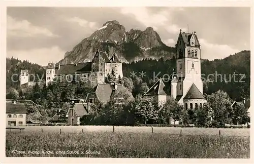 AK / Ansichtskarte Fuessen_Allgaeu Ev Kirche Altes Schloss Saeuling Fuessen Allgaeu