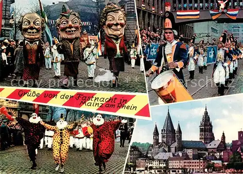 AK / Ansichtskarte Mainz_Rhein Mainzer Fastnacht Stadtbild mit Dom Mainz Rhein