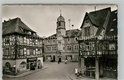 AK / Ansichtskarte Alzey Fischmarkt Deutsches Haus Fachwerkhaus Voelkerbrunnen Altstadt Alzey