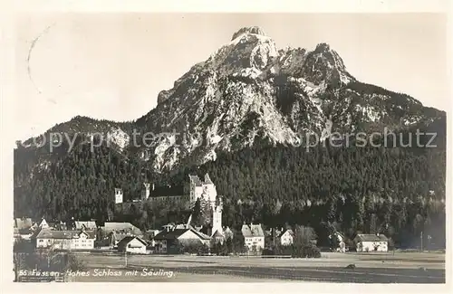 AK / Ansichtskarte Fuessen_Allgaeu Hohes Schloss mit Saeuling Fuessen Allgaeu