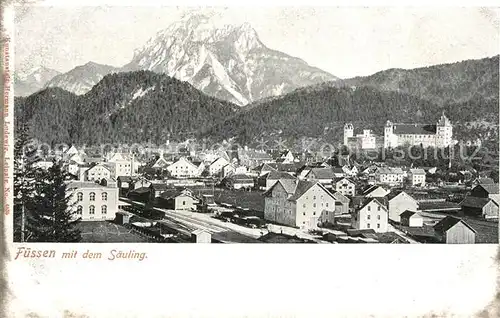 AK / Ansichtskarte Fuessen_Allgaeu mit Saeuling und Schloss Fuessen Allgaeu