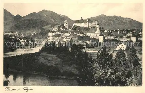 AK / Ansichtskarte Fuessen_Allgaeu Lechpartie mit Schloss Fuessen Allgaeu