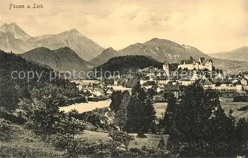 AK / Ansichtskarte Fuessen_Allgaeu Panorama mit Schloss Fuessen Allgaeu