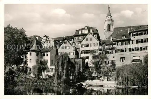 AK / Ansichtskarte Tuebingen Neckarpartie mit Stiftskirche und Hoelderlinturm Tuebingen