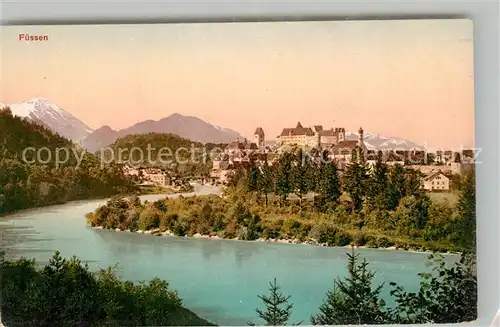 AK / Ansichtskarte Fuessen_Allgaeu Lechpartie mit Schloss Fuessen Allgaeu