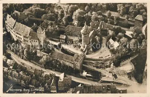 AK / Ansichtskarte Nuernberg Fliegeraufnahme mit Burg Nuernberg