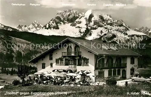 AK / Ansichtskarte Mittenwald_Bayern Tonihof mit Zugspitzgruppe Mittenwald Bayern